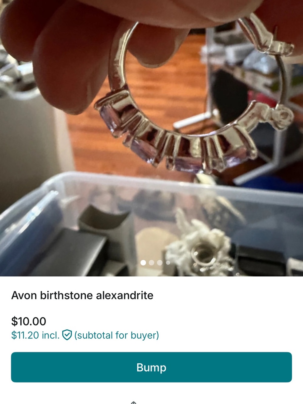 Avon Silver Hoops with Light Purple Stones